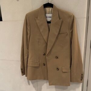 Re/Done Camel Double-Breasted Blazer